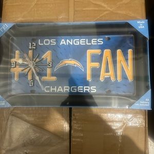 Los Angeles chargers number 1 fan license plate clock